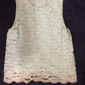 Mint lace tank top